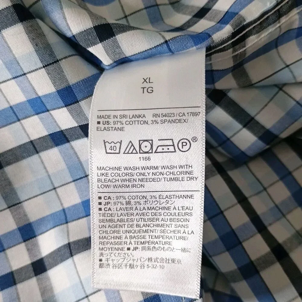 Banana Republic Dress Shirt Mens Sz XL Blue Check Button Up Slim Fit